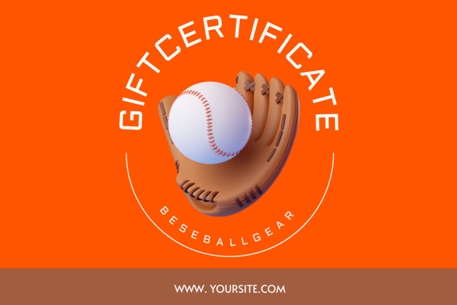 Ontwerpsjabloon van Gift Certificate van Baseball Gear Store Advertisement