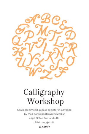 Calligraphy workshop Announcement Pinterest Πρότυπο σχεδίασης
