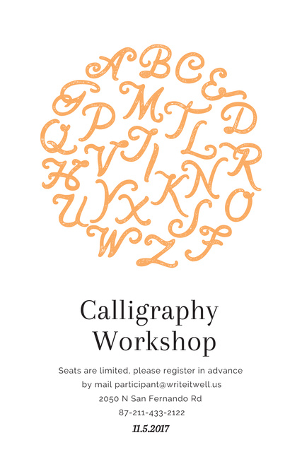 Lovely Brush and Ink Writing Workshop Announcement With Registration Pinterest Modelo de Design