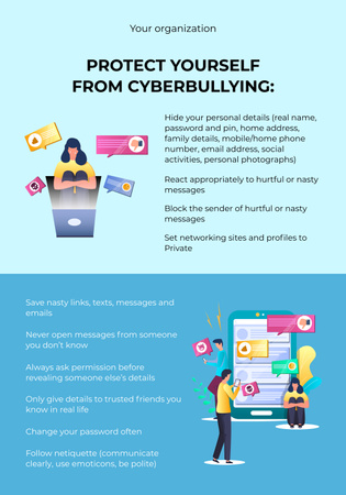 Modèle de visuel How to Protect Yourself from Cyberbullying - Poster 28x40in