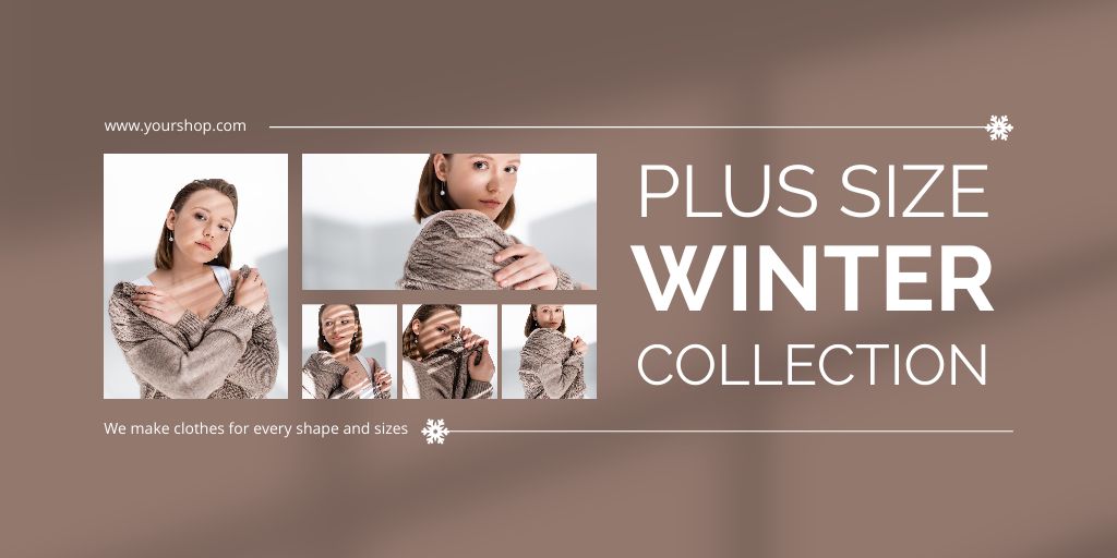Winter Sale Announcement Plus Size Collections Twitter Modelo de Design