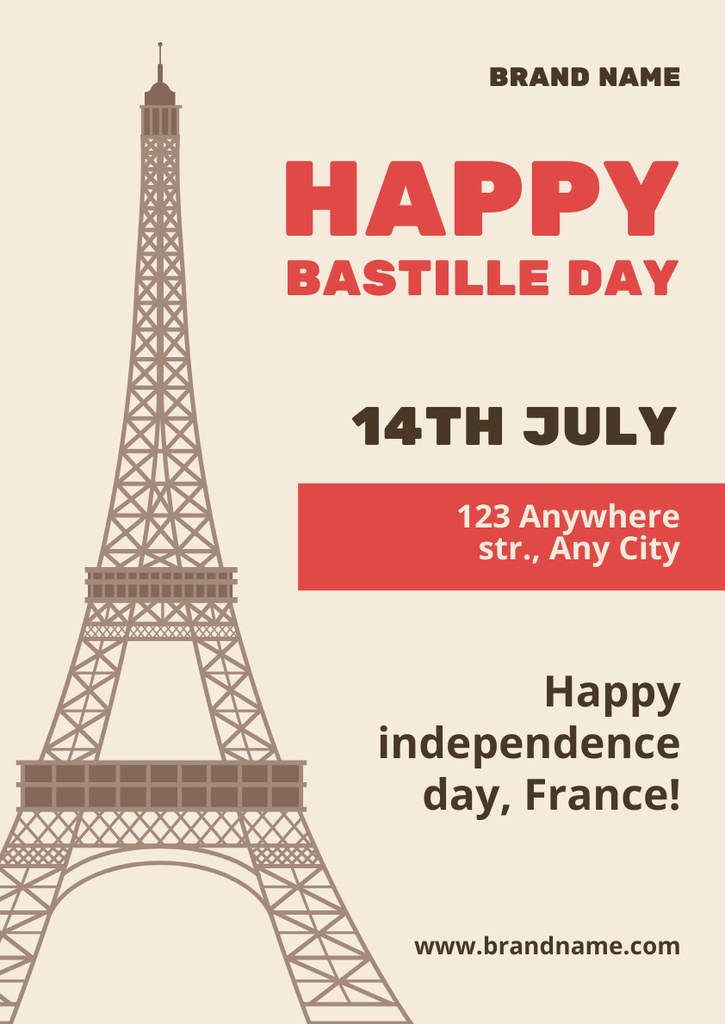 Bastille Day Celebration with Tower Eiffel Poster A3 – шаблон для дизайну