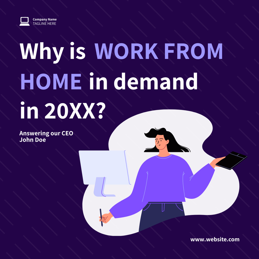 Article about Remote Work from Home LinkedIn post – шаблон для дизайну