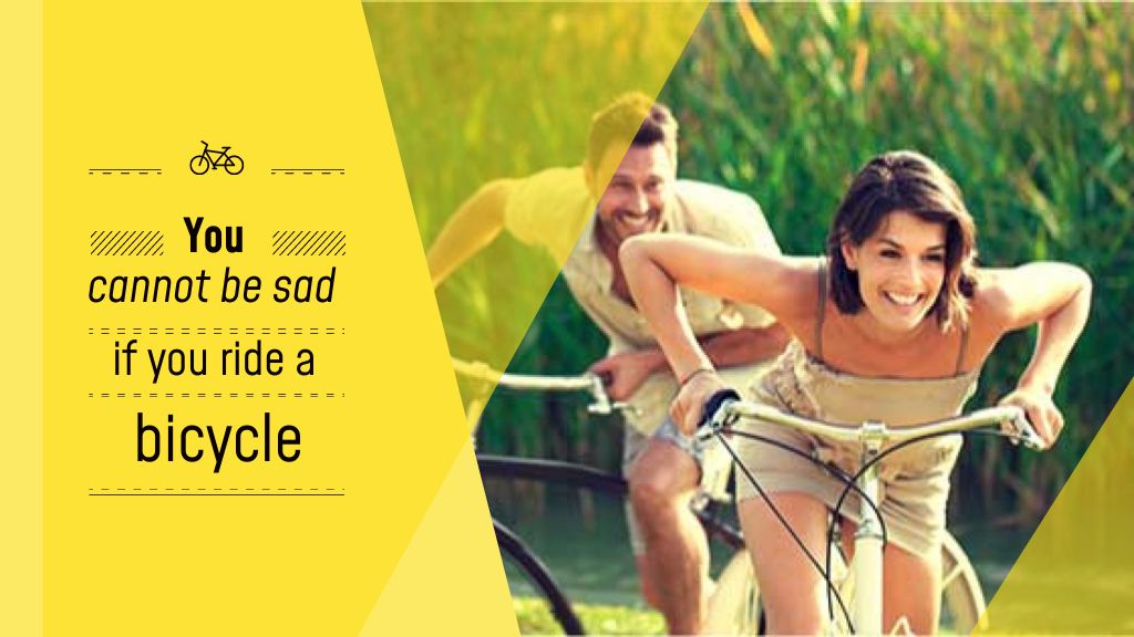 Modèle de visuel Happy young Couple riding Bicycles - Title