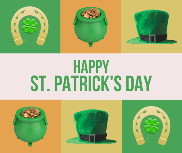 St. Patrick's Day Festive Collage Facebook Šablona návrhu