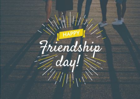 Friendship Day Greeting Young People Together Card Design Template