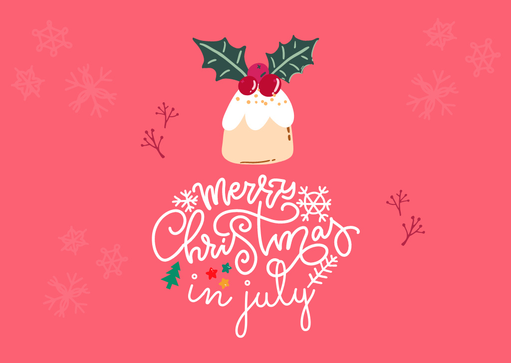 Designvorlage Cheerful Christmas in July Festivities With Cupcake für Flyer A6 Horizontal