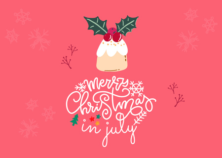Cheerful Christmas in July Festivities With Cupcake Flyer A6 Horizontal Design Template