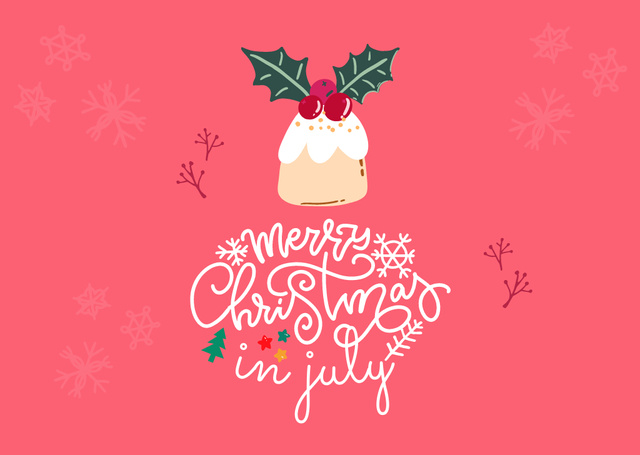 Cheerful Christmas in July Festivities With Cupcake Flyer A6 Horizontalデザインテンプレート