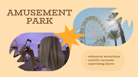 Amusement Park With Colorful Attractions And Carousels Full HD video Design Template