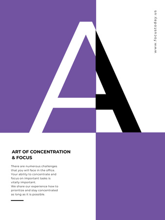 Template di design Arte della tecnica di concentrazione sulla lettera Poster US