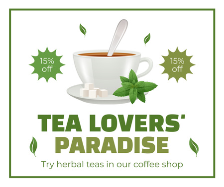 Szablon projektu Herbata ziołowa po obniżonych cenach w kawiarni Facebook