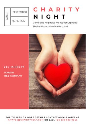 Charity event Hands holding Heart in Red Tumblr – шаблон для дизайну