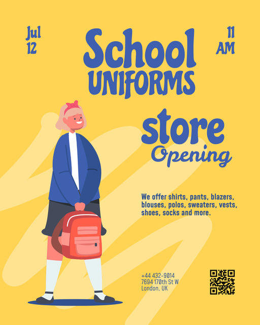 School Uniforms Sale in Yellow Poster 16x20in Tasarım Şablonu