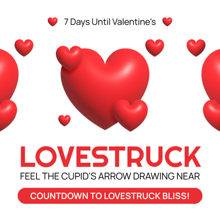 Valentine's Day Countdown With Hearts Instagram AD Design Template