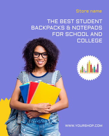 Back to School Offer of Backpacks and Notepads Instagram Post Vertical Design Template