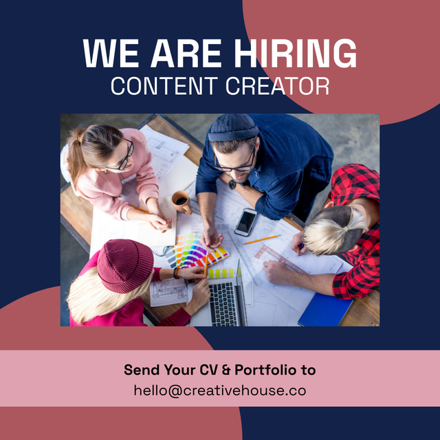 Content Creator Open Position with Laptop Instagram Design Template