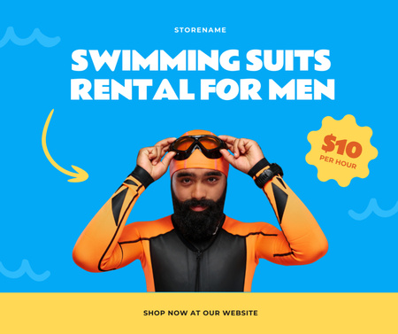 Ontwerpsjabloon van Facebook van verhuur zwempakken voor mannen