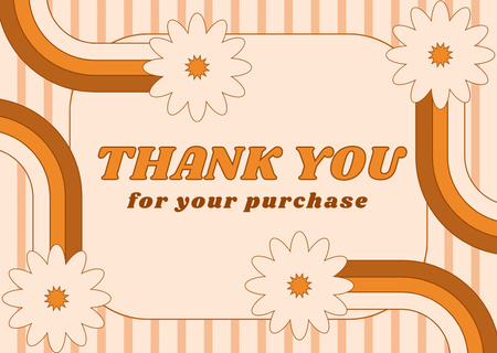 Thank You Message with Illustration of Flowers Card Design Template