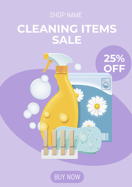 Offer of Laundry Services with Detergents Poster – шаблон для дизайна
