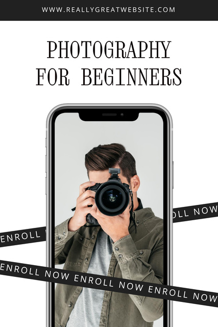 Ontwerpsjabloon van Pinterest van Photography for Beginners Course Ad