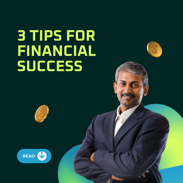 Tips for Financial Success Instagramデザインテンプレート
