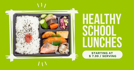 Nutritious School Lunches Offer With Rice And Veggies Facebook AD Design Template
