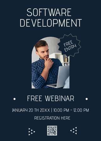 Platilla de diseño Free Webinar about Software Development with Programmer Invitation