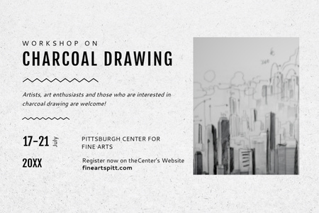 Ontwerpsjabloon van Postcard 4x6in van Drawing Workshop Announcement With Skyscrapers