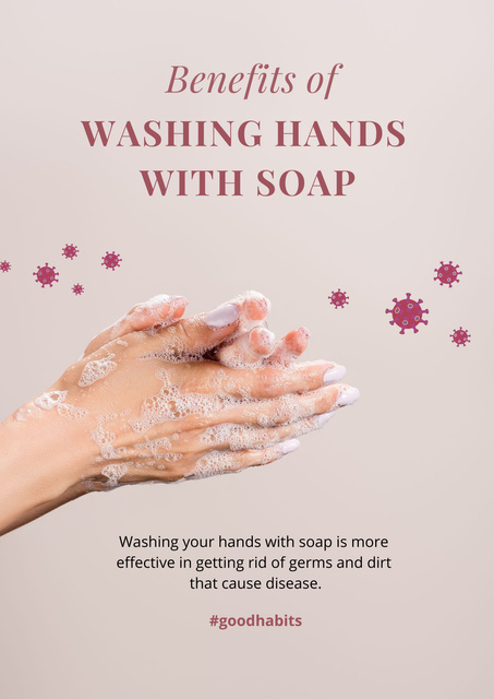 Designvorlage Wash Your Hands with Soap Carefully für Poster