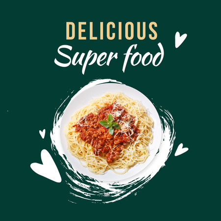 Food Delivery Offer with Spaghetti on Plate Instagram Design Template