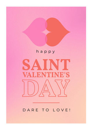 Valentin-napi ünneplés az ajkak illusztrációjával Poster tervezősablon