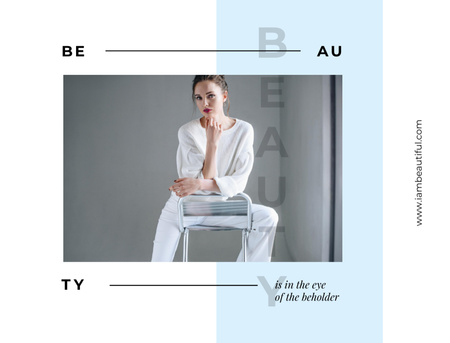 Young woman posing in white clothes Postcard 4.2x5.5in Design Template