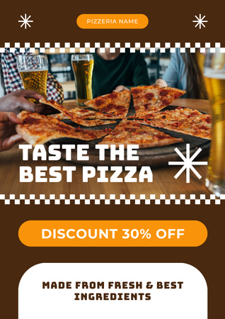 Modèle de visuel Pizza à base d'ingrédients les plus fins et les plus frais - Poster
