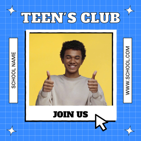 Promoção do clube da escola para adolescentes em azul Animated Post Modelo de Design