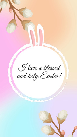 Flowers And Greeting With Holy Easter Instagram Video Story Design Template