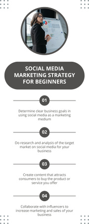 Lépésről lépésre közösségi média marketingstratégia Infographic tervezősablon