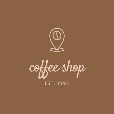 茶色のマップ ポインターを使用したシックなコーヒー ショップのプロモーション Logoデザインテンプレート
