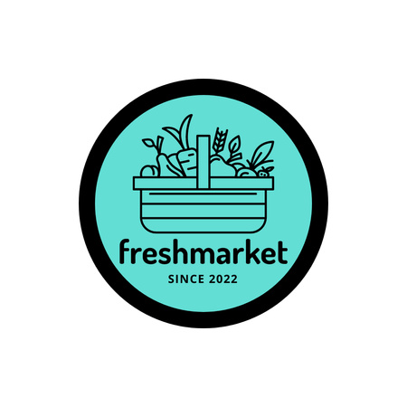 Friss gyümölcsök és zöldségek piacának emblémája Logo tervezősablon