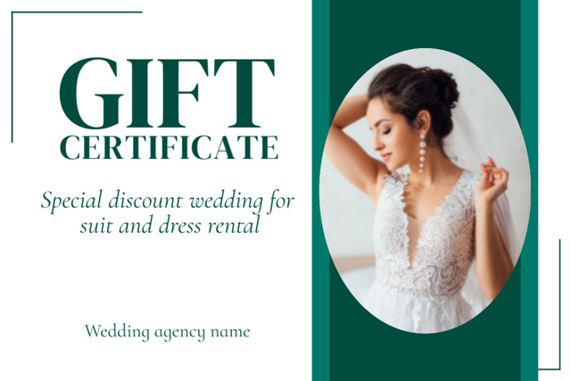 Template di design Special Offer for Wedding Dress Rental Gift Certificate
