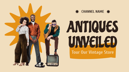 Plantilla de diseño de Anuncio sobre el Tour a la Tienda Vintage Youtube Thumbnail 