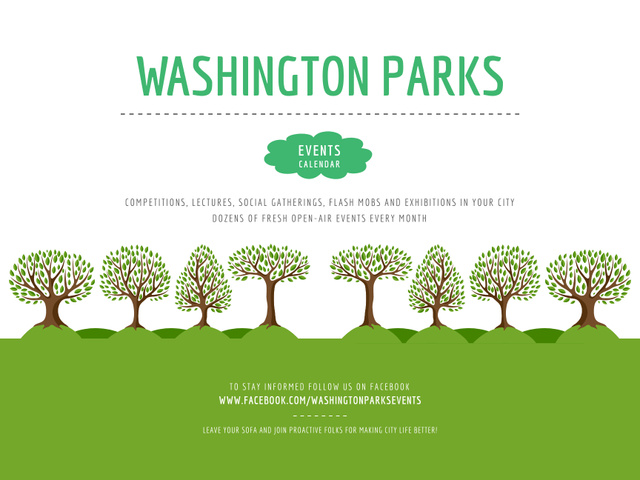 Announcement of Events in Parks With Various Trees Poster 18x24in Horizontal Design Template