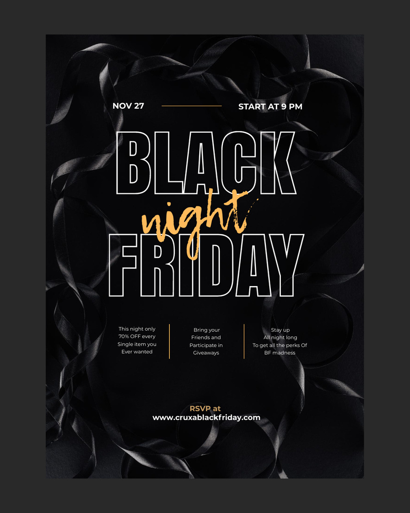 Platilla de diseño Black Friday Night Sale Offer Poster 16x20in