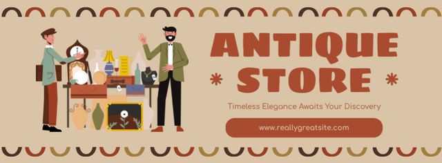 Antique Trinkets Sale Announcement Facebook cover Design Template