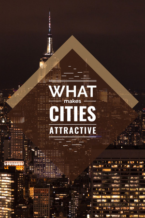Designvorlage Stadtführer mit nächtlichen Wolkenkratzerlichtern für Pinterest