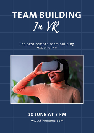 Virtual Team Building Announcement Poster Design Template