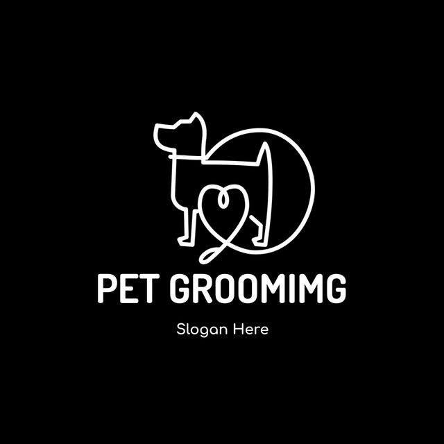 Pet Grooming Emblem with Dog's Icon Animated Logo Šablona návrhu
