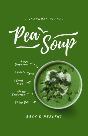 Template di design pea zuppa passi di cottura Recipe Card