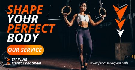 Gym Services Offer with Woman on Workout Facebook AD Tasarım Şablonu