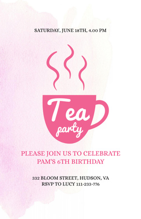 Announcement of a Cozy Tea Party Invitation 5.5x8.5in Design Template